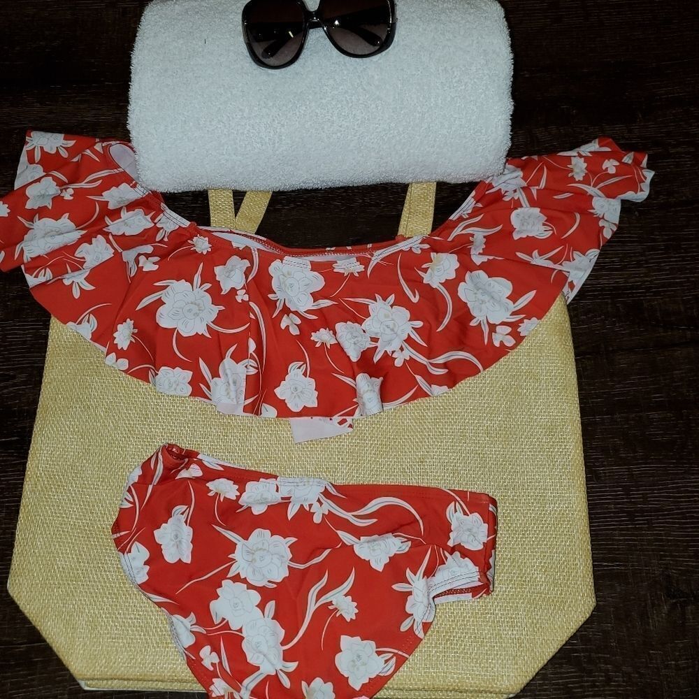 Flirty Ruffled 2-piece Bikini Hawaiian print - Picture 4 of 7